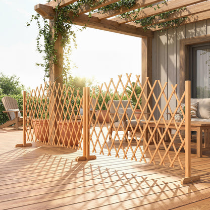 Wooden Expanding Fence Panels, 180 x 30 x 103cm, Brown