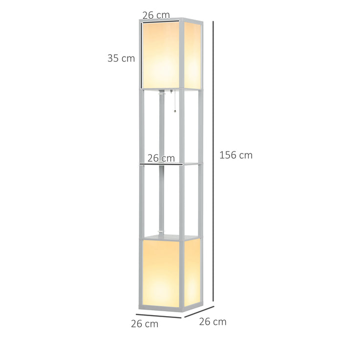 Modern Shelf Floor Lamp with Dual Ambient Light, Standing Lamp Living Room, Bedroom, 156cm, Grey