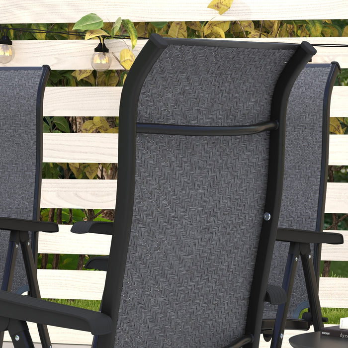 4 PCs Outdoor Rattan Folding Chair Set with 7 Levels Adjustable Backrest for Patio, Lawn