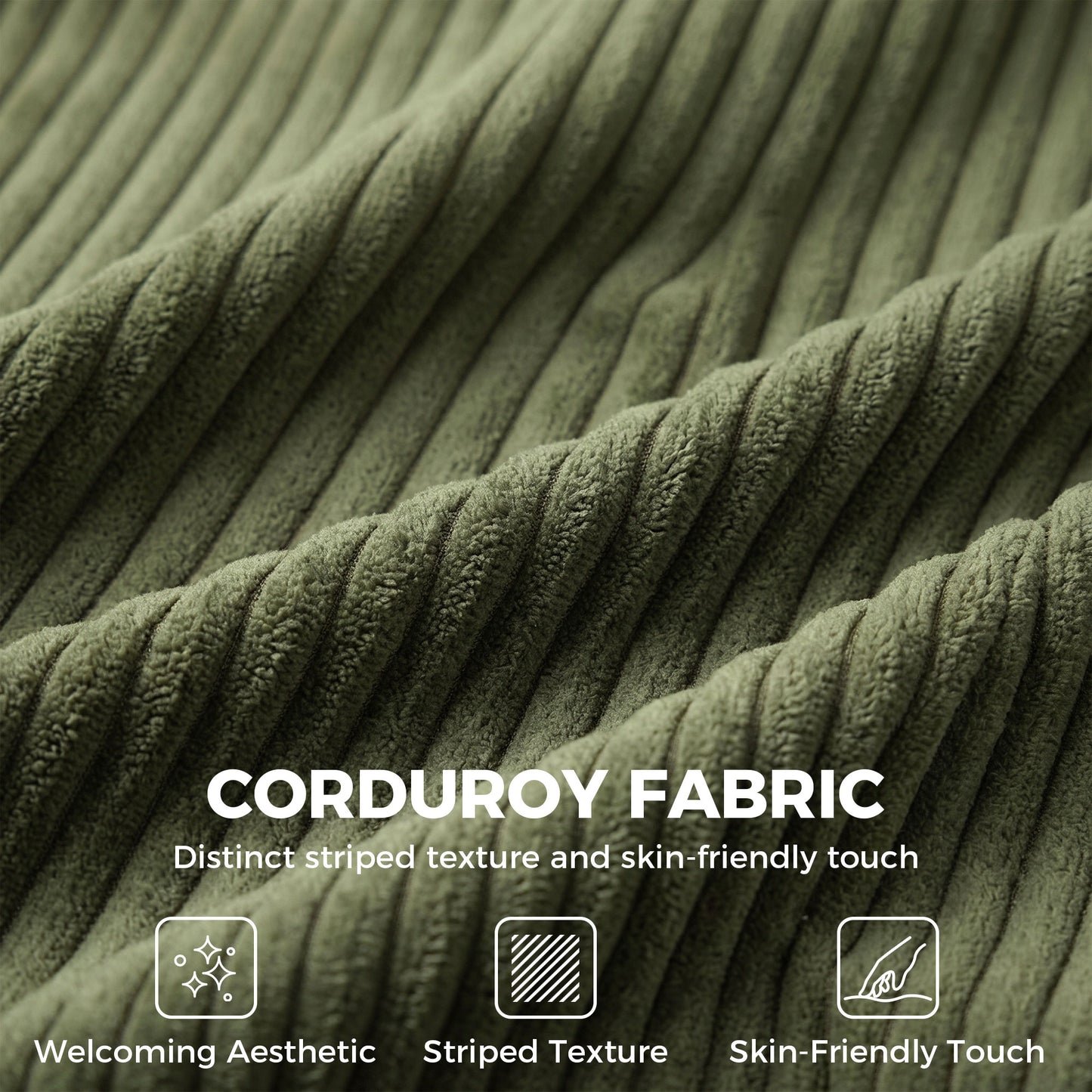 Loveseat Sofa with Wide Seat, Corduroy Upholstered, Green