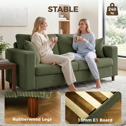 Loveseat Sofa with Wide Seat, Corduroy Upholstered, Green