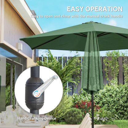 2.6M Garden Parasol Umbrella with Aluminium Pole, Tilt, Crank