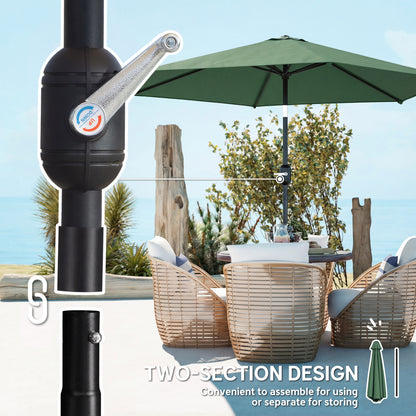 2.6M Garden Parasol Umbrella with Aluminium Pole, Tilt, Crank