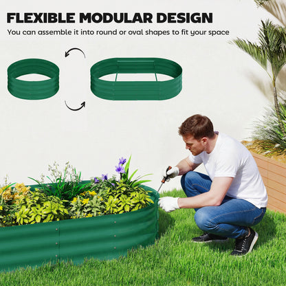 4 x 2 x 4.6ft Galvanised Raised Garden Bed with Trellis, Green