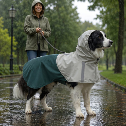 Dog Raincoat with Hood, Dog Rain Jacket, for Medium Dogs, M