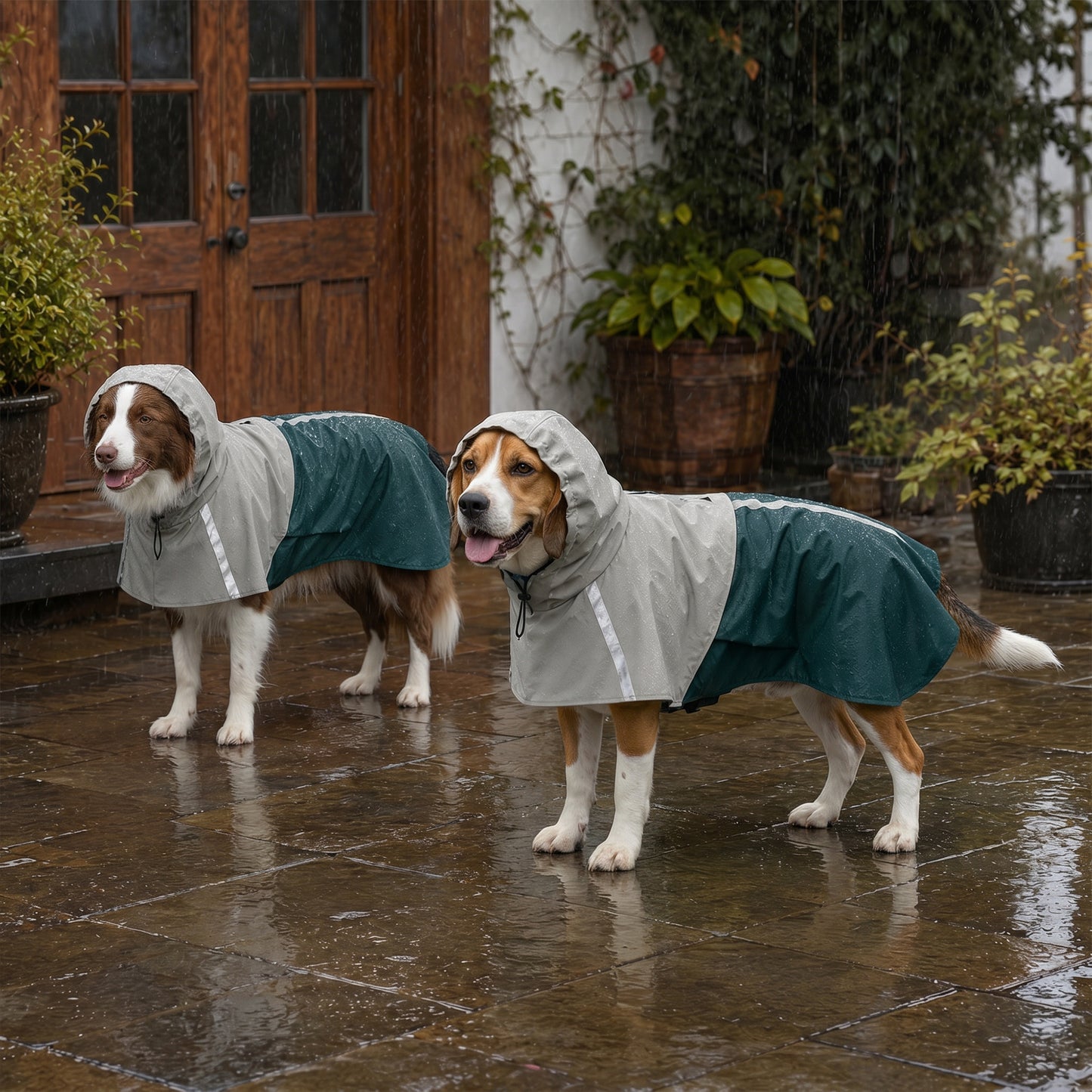 Dog Raincoat with Hood, Dog Rain Jacket, for Medium Dogs, M