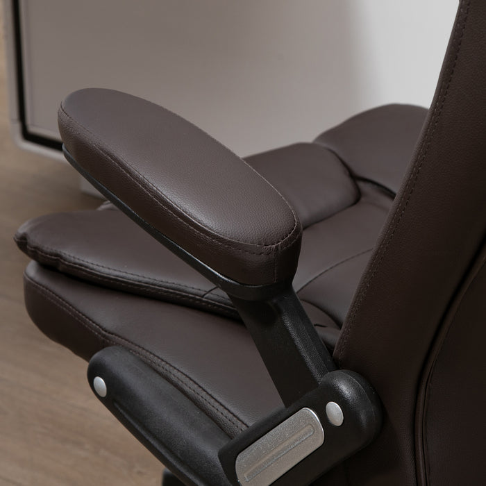 Executive Office Chair with Massage and Heat, High Back PU Leather Massage Office Chair With Tilt and Reclining Function, Brown