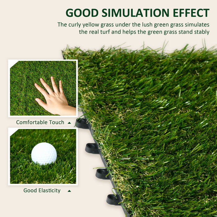 10 PCs 30 x 30cm Artificial Grass Turf, 25mm Pile Height Grass Carpet Fake Grass Mat UV Resistance for Outdoor