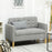 Modern 2 Seater Sofa with Hidden Storage, 117cm Tufted Cotton Couch, Compact Loveseat Sofa with Wood Legs, Grey