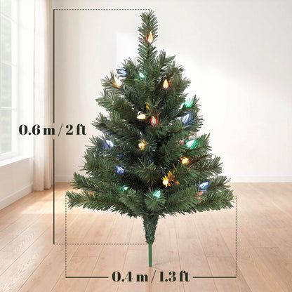 60 cm Prelit Christmas Tree, 2 Packs, 130 Tips, Ground Stakes, Green