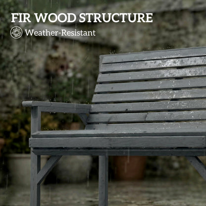 Wooden Garden Bench 2 Seater, Patio Bench for Indoor Outdoor