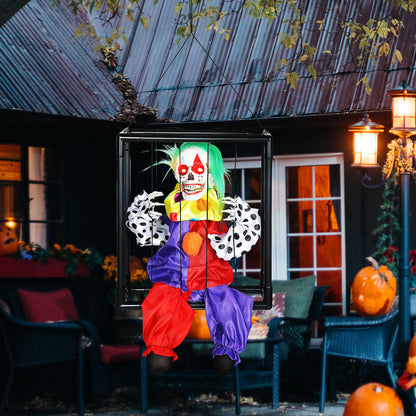 Voice Activated Halloween Animatronics Hinging Clown in Cage