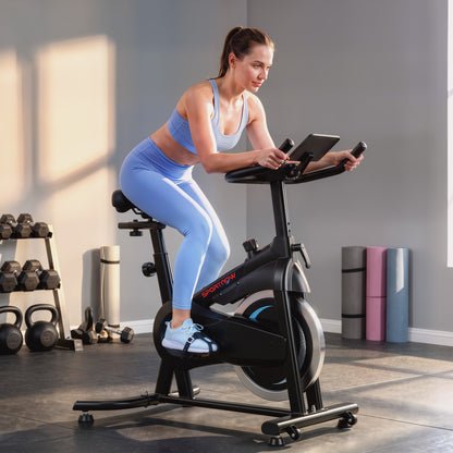 Magnetic Exercise Bike with 6kg Flywheel and Bluetooth App Connectivity - Black