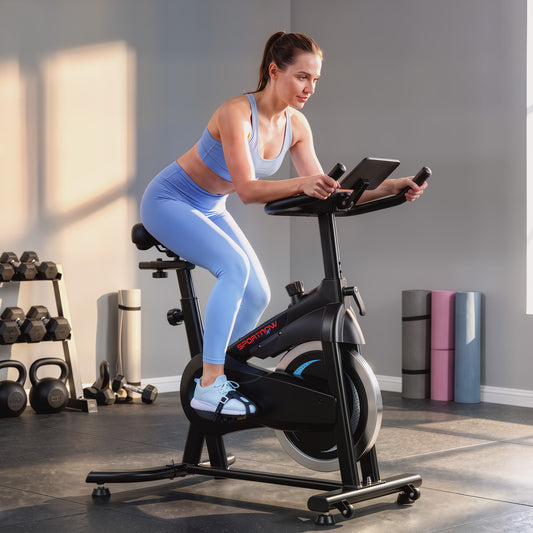 Magnetic Exercise Bike with 6kg Flywheel and Bluetooth App Connectivity - Black