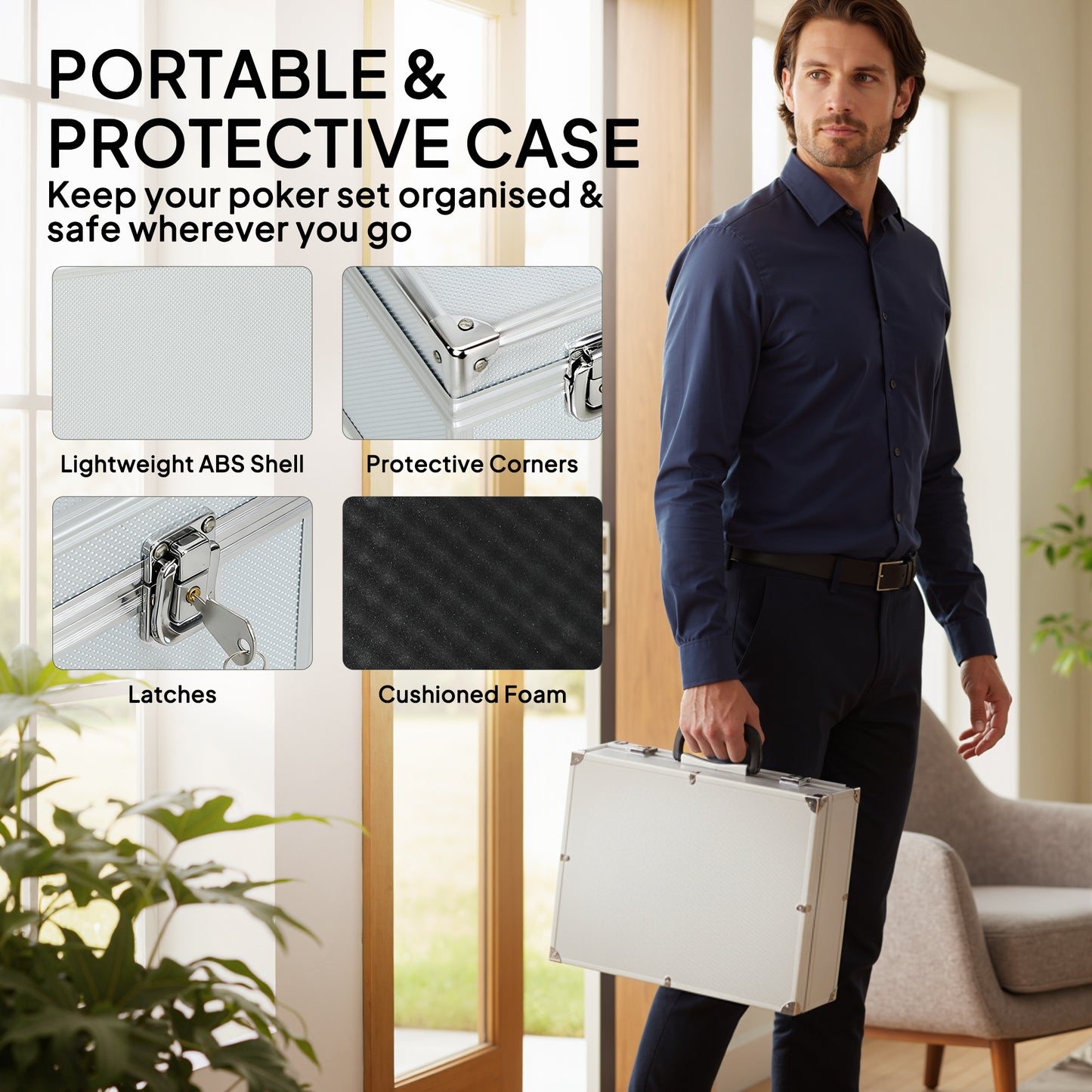 300-Piece Texas Holdem Poker Chips Set with Card Shuffler and Shoe