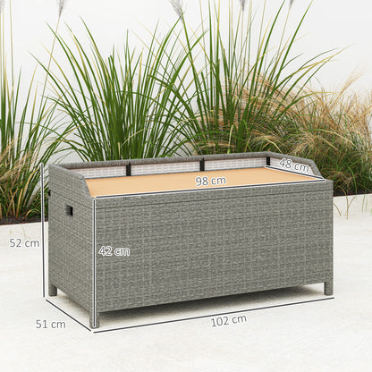 Rattan Outdoor Storage Bench with Aluminium Frame, Grey