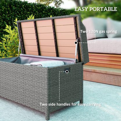 Rattan Outdoor Storage Bench with Aluminium Frame, Grey