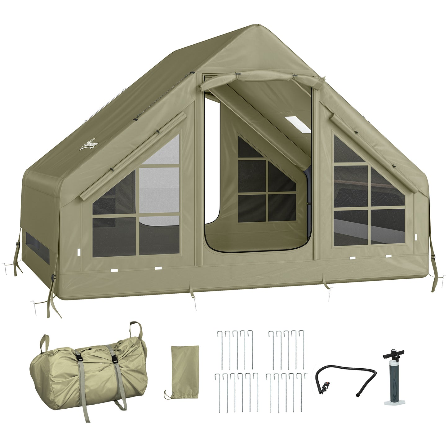 Inflatable Camping Tent with Pump, 2-4 Person Glamping Tent