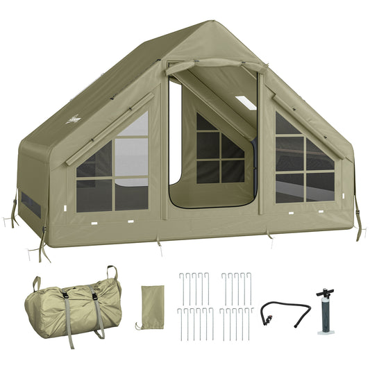 Inflatable Camping Tent with Pump, 2-4 Person Glamping Tent