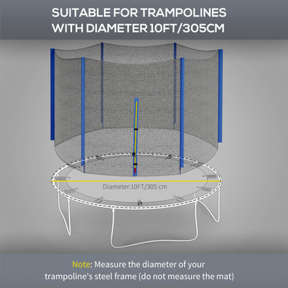 10ft Trampoline Net Replacement Safety Net with Zipped Door, Blue
