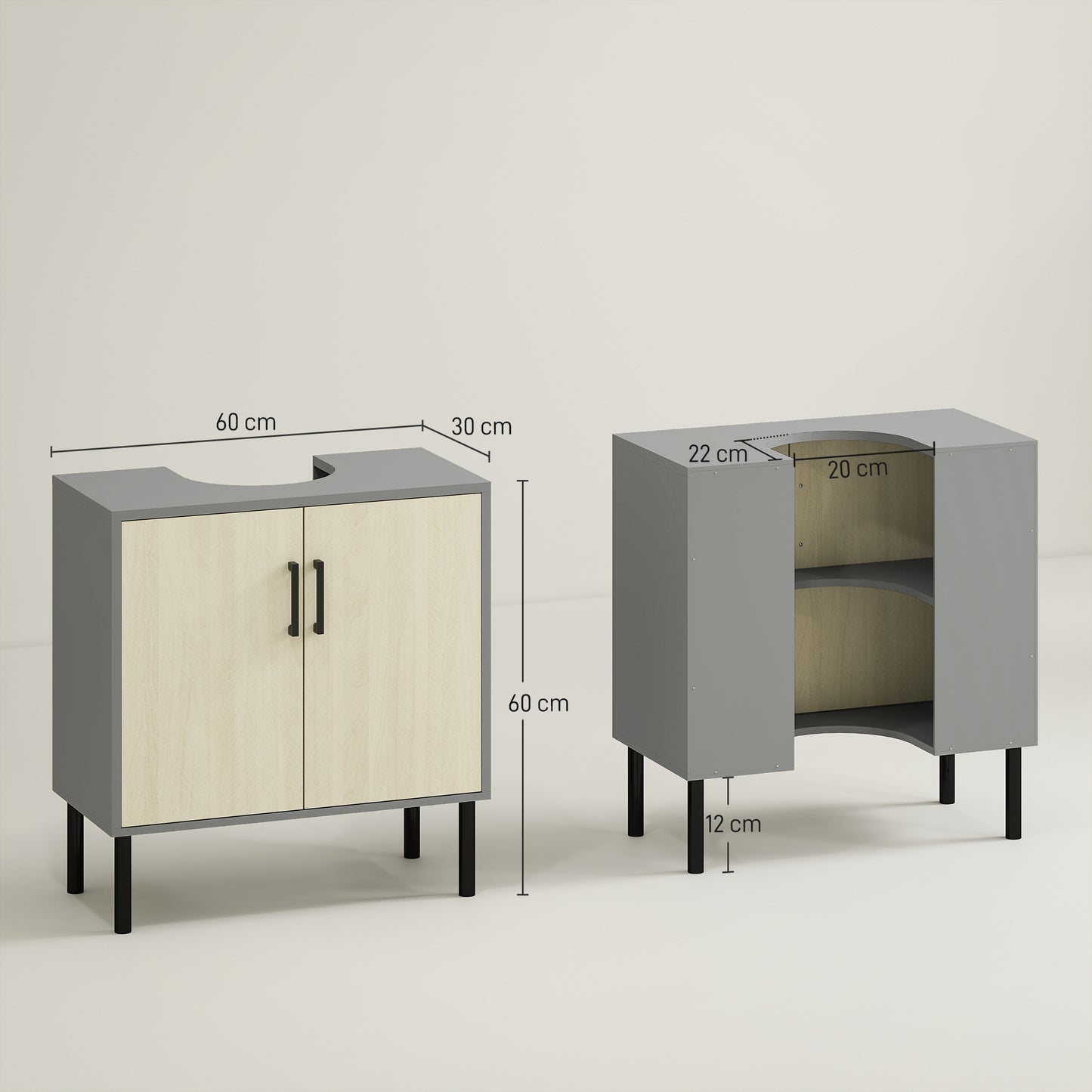 Bathroom Sink Cabinet, Under Sink Basin Storage Cupboard with Shelf