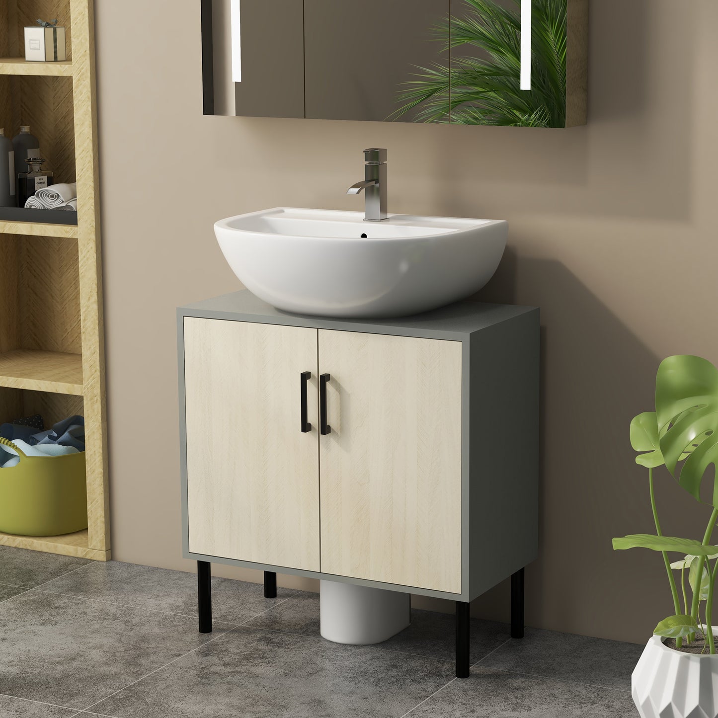 Bathroom Sink Cabinet, Under Sink Basin Storage Cupboard with Shelf