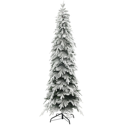 7ft Flocked Pencil Christmas Tree with Auto Open, Steel Base