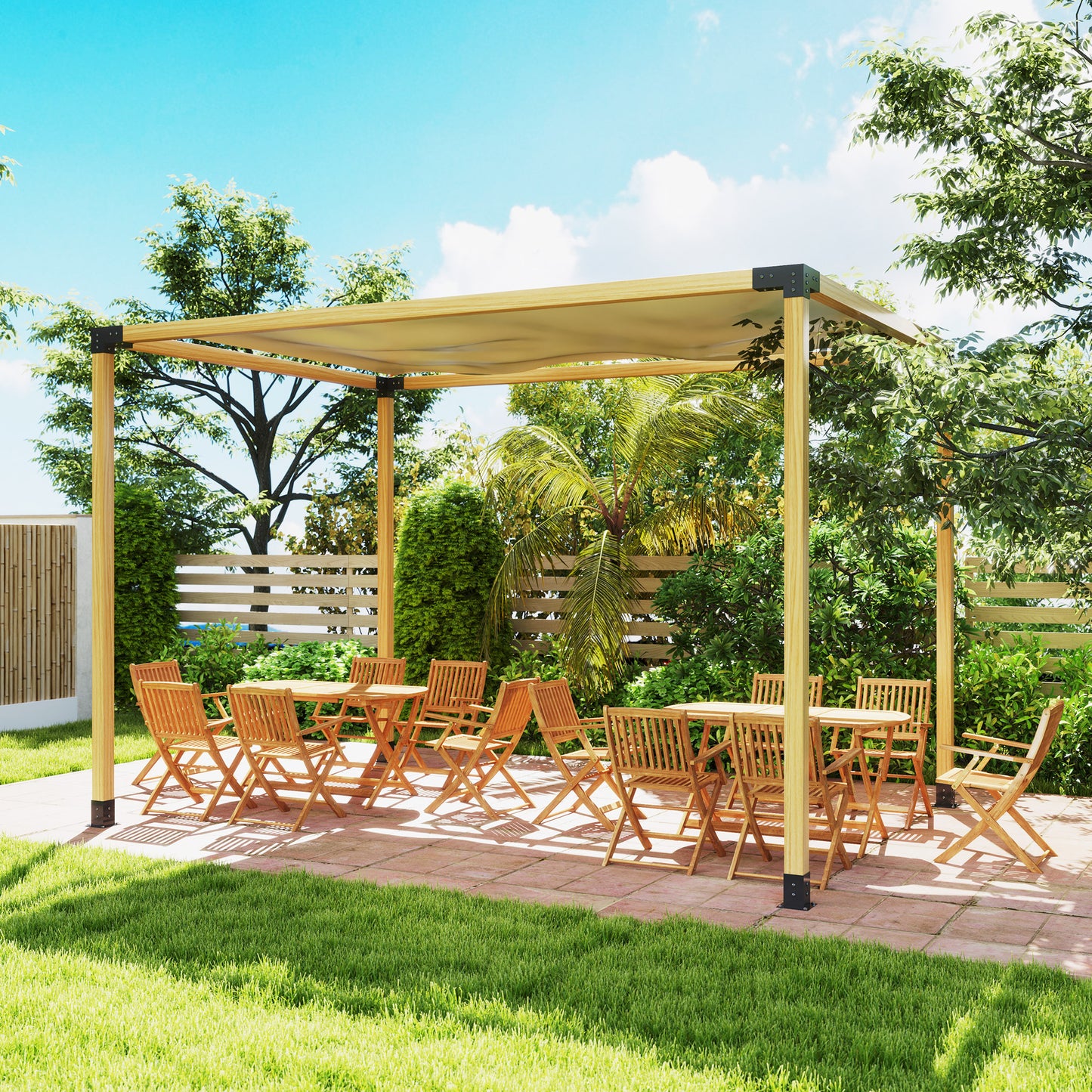 Pergola Kit with 3-Way Corner Brackets & Post Base for 92mm Lumber