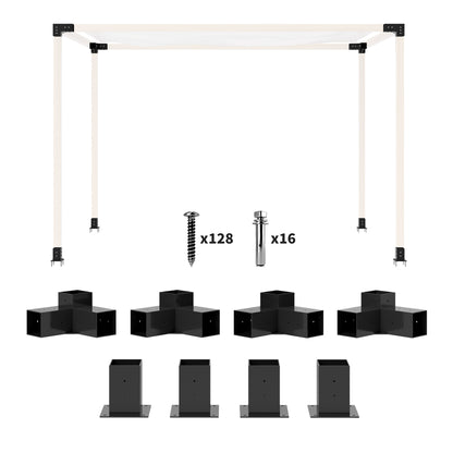 Pergola Kit with 3-Way Corner Brackets & Post Base for 92mm Lumber