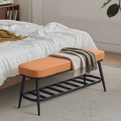 Shoe Bench, PU Leather Shoe Storage Bench for Entryway, Brown