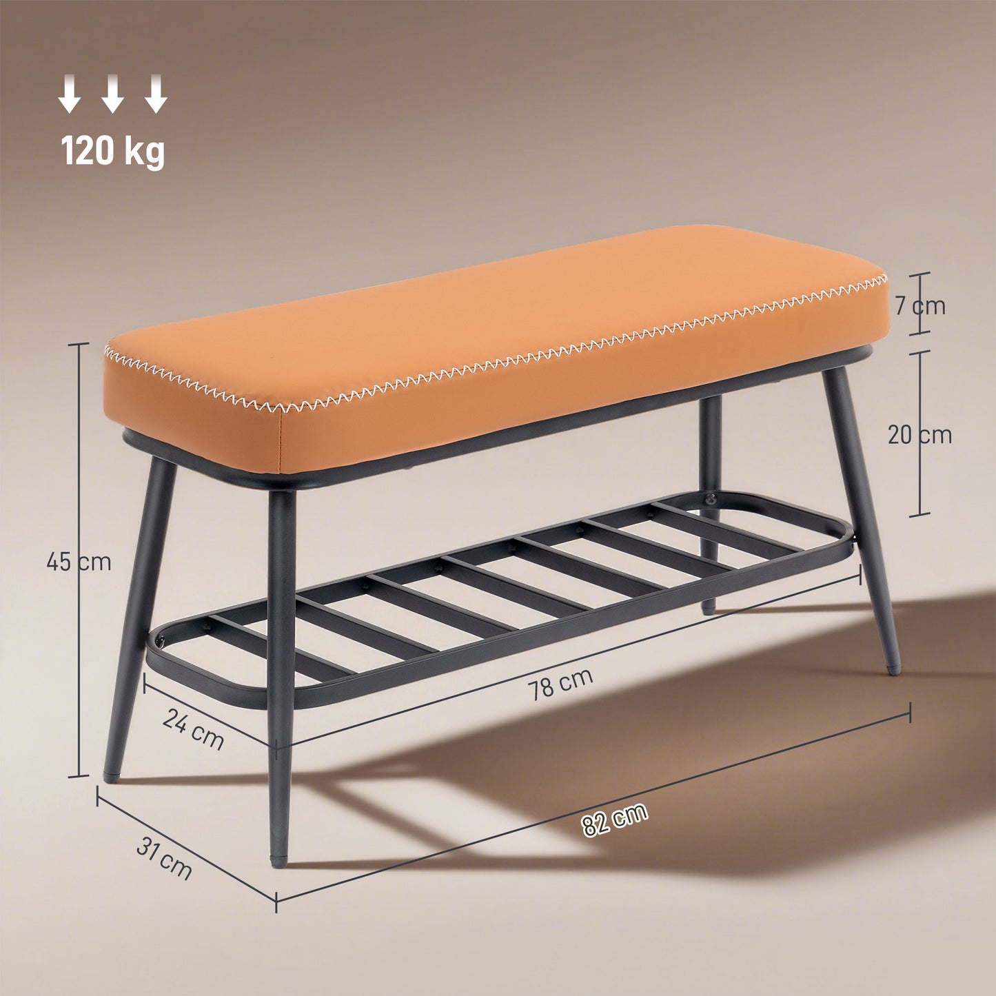 Shoe Bench, PU Leather Shoe Storage Bench for Entryway, Brown