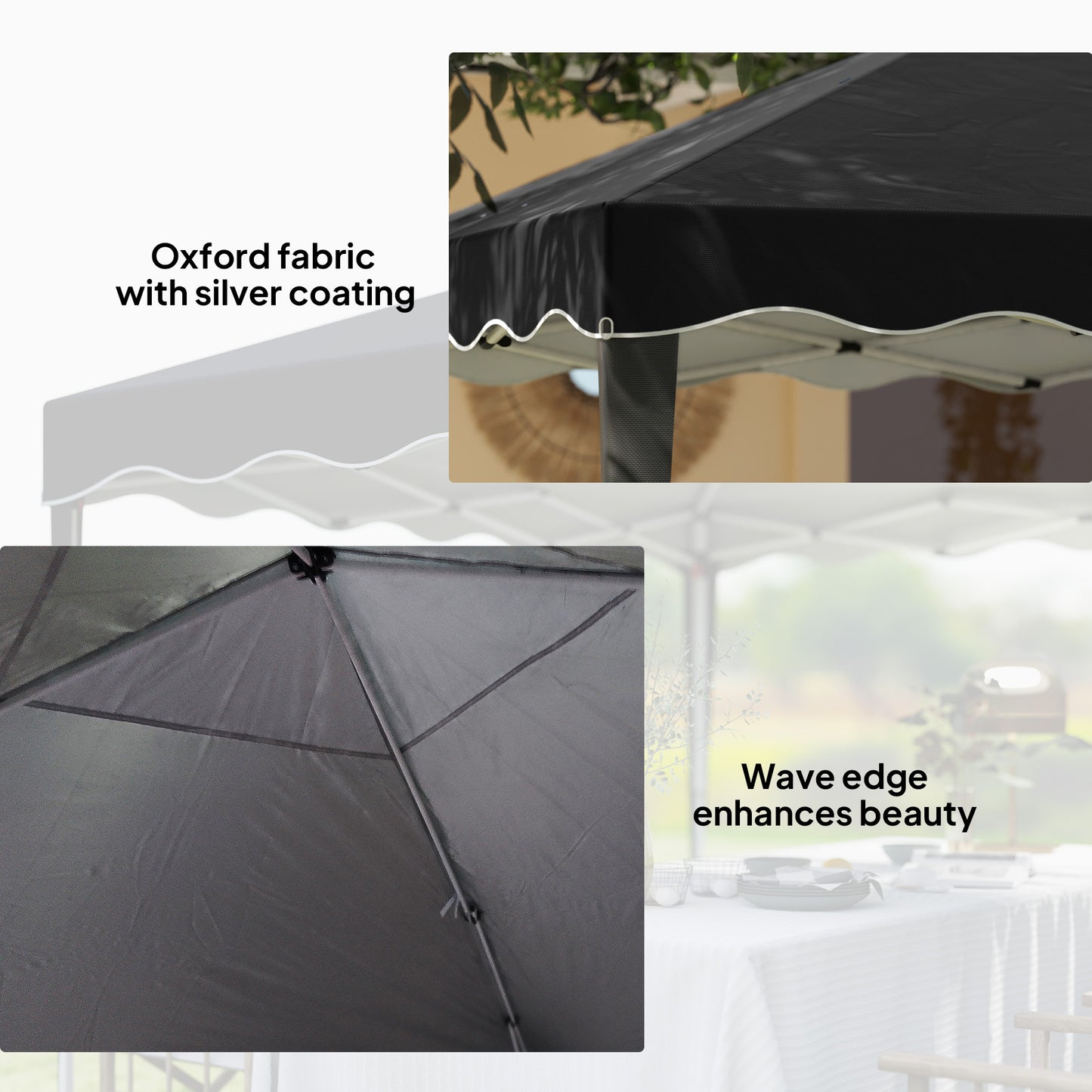 3x3(m) Pop Up Gazebo Marquee Tent for Garden w/ Carry Bag Black