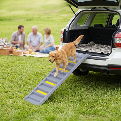 Foldable Dog Ramp for Car, Non-Slip Dog Stairs for SUVs Truck, Grey