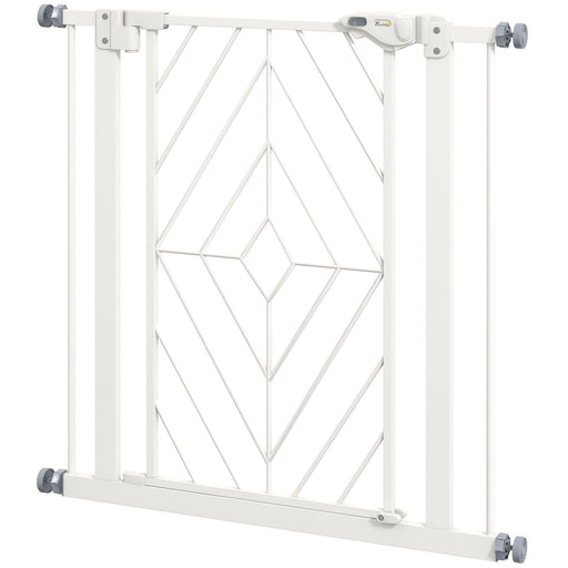 Pressure Fit Stair Gate, Dog Gate, with Auto Closing Door, Double Locking, Easy Installation, Openings 74-80cm - White