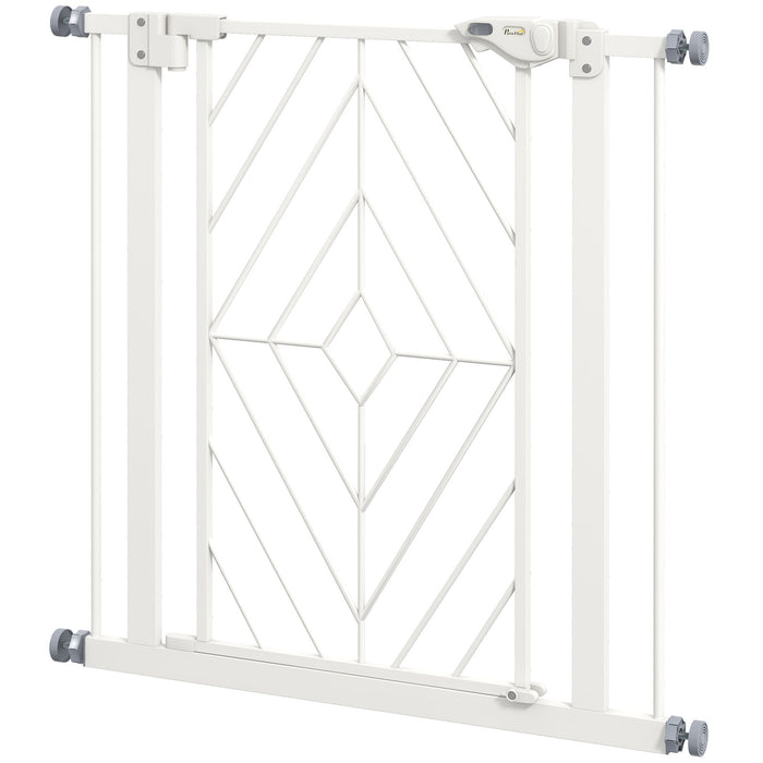 Pressure Fit Stair Gate, Dog Gate, with Auto Closing Door, Double Locking, Easy Installation, Openings 74-80cm - White