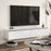 Wall Mounted TV Stand Unit with Storage and High Gloss Effect, White