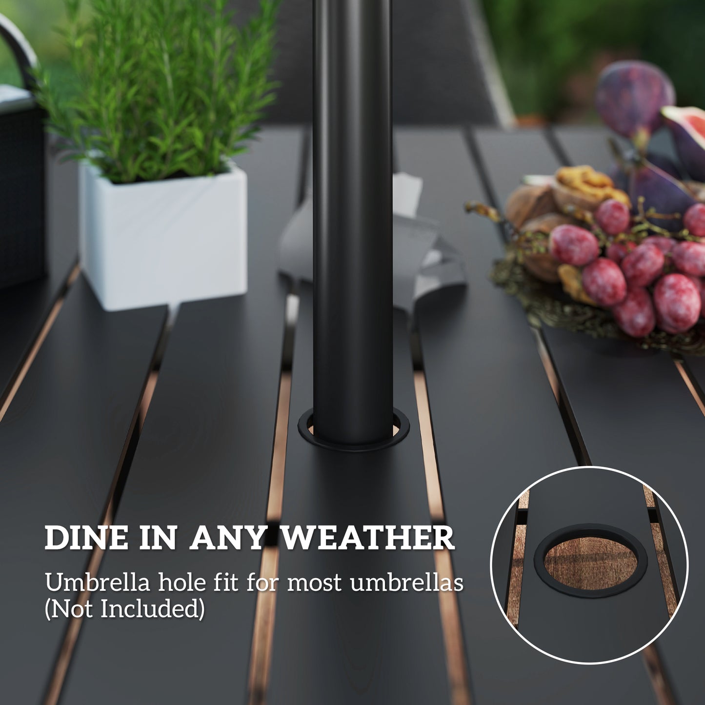 6 Seater Garden Furniture with Cushions, Parasol Hole, Cream White