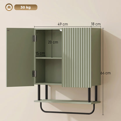 Modern Bathroom Wall Cabinet with 2 Wavy Doors Green
