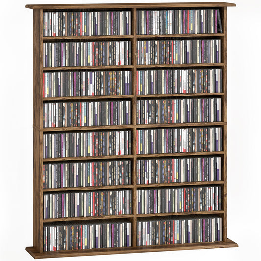 CD Storage Unit DVD Tower Blu-ray Storage Shelf for Office, Brown