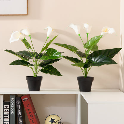 Artificial Set of 2 Calla Lily Flower Faux Plant for Indoor Décor