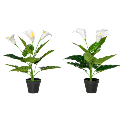 Artificial Set of 2 Calla Lily Flower Faux Plant for Indoor Décor