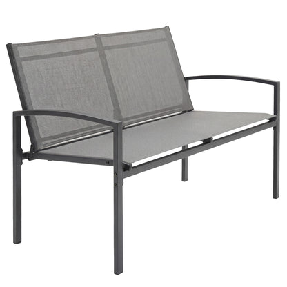 2 Seater Metal Garden Bench, Park Patio Seat, Grey