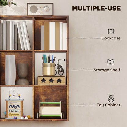 9 Cube Storage Cupboard Bookcase Bookshelf Home Office, Rustic Brown