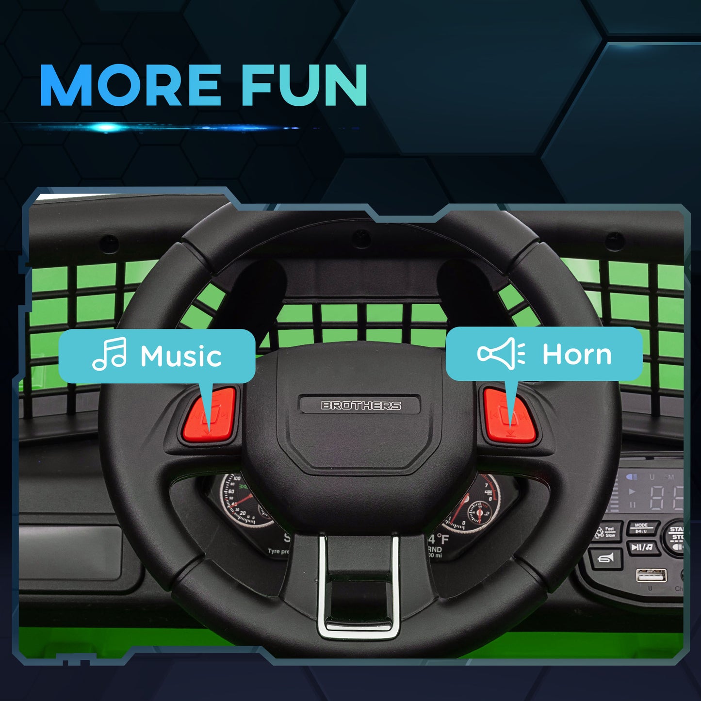 12V Battery Powered Kids Ride On Car, Electric Truck w/ Spring Suspension, Remote, Music Horn Lights - Green