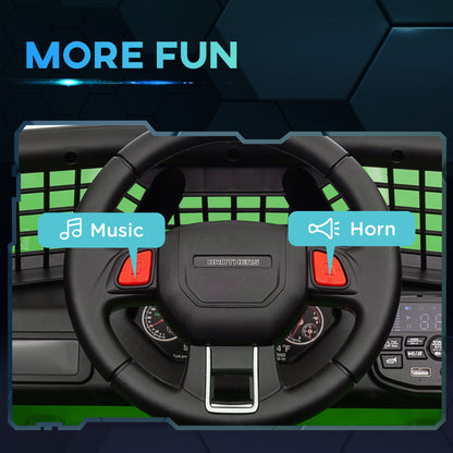 12V Battery Powered Kids Ride On Car, Electric Truck w/ Spring Suspension, Remote, Music Horn Lights - Green