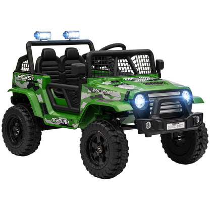12V Battery Powered Kids Ride On Car, Electric Truck w/ Spring Suspension, Remote, Music Horn Lights - Green