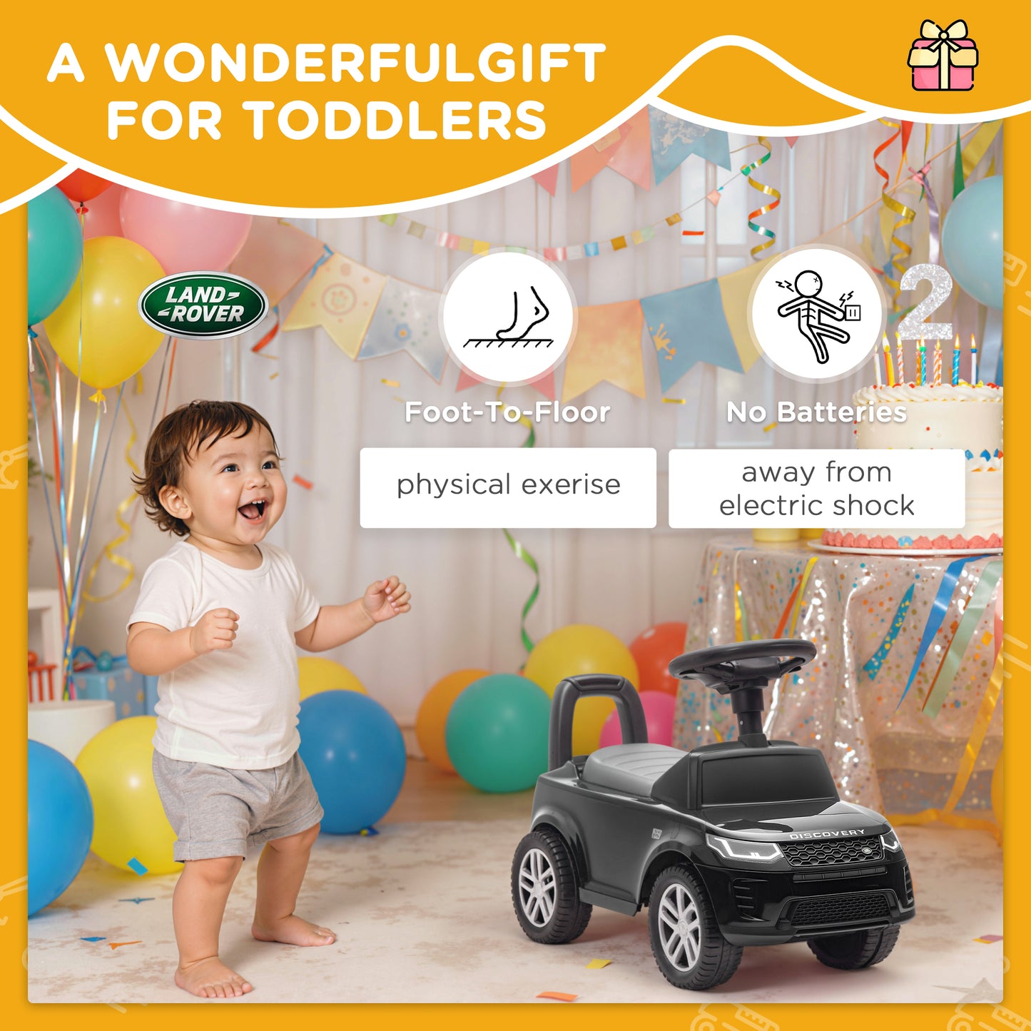 Land Rover Licensed Ride on Car for Toddlers 18-36 Months, Black