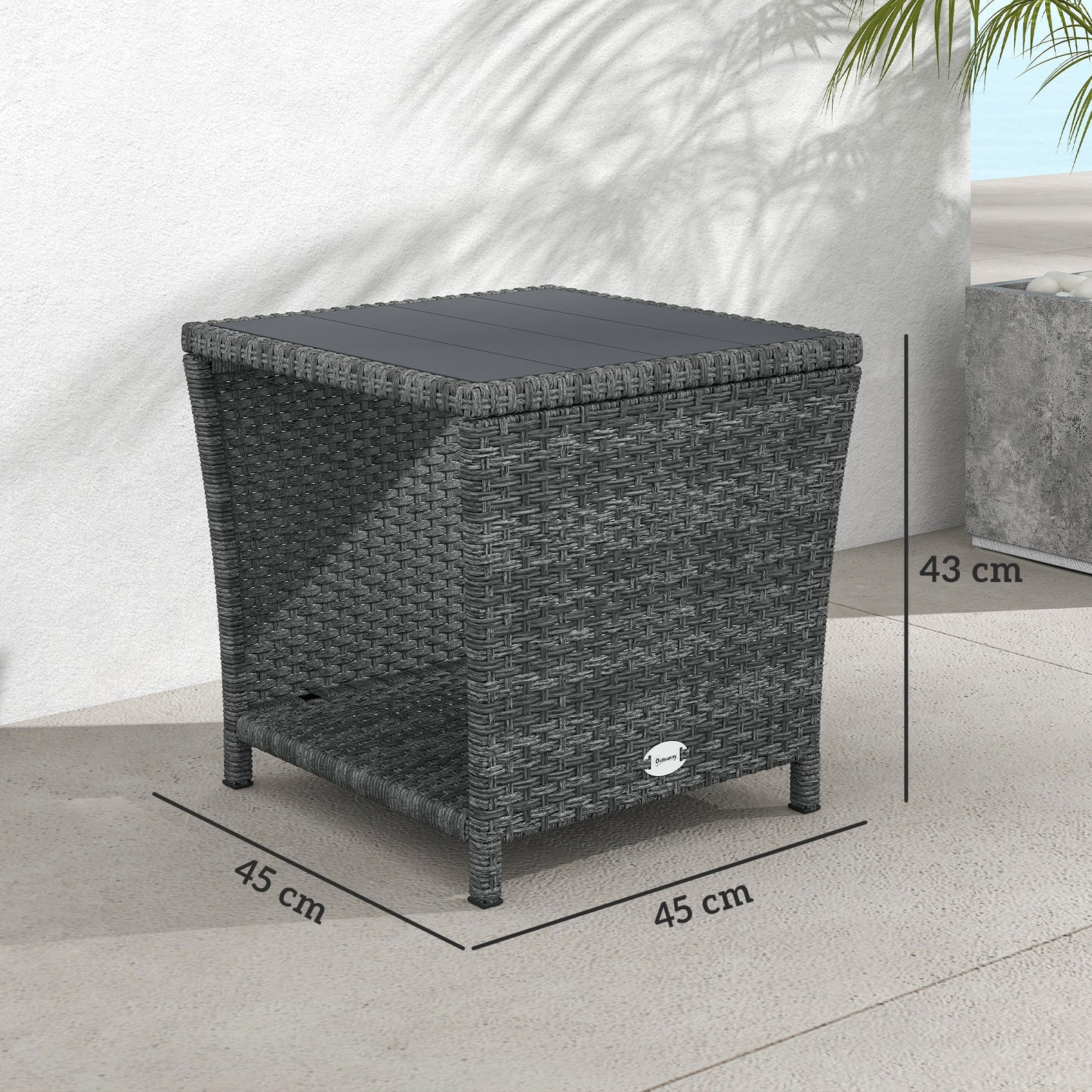 Side Table 2-Tier with Storage Shelf/Grey