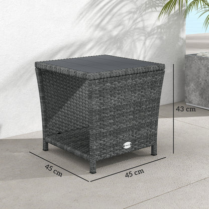 Side Table 2-Tier with Storage Shelf/Grey