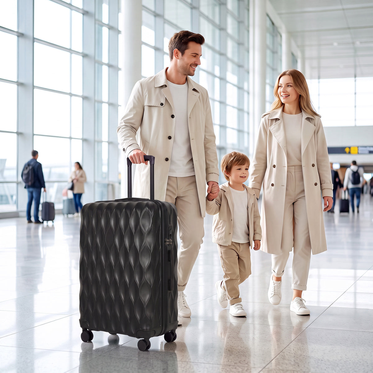 28Inch Suitcase Hard Shell Checked Luggage with TSA Lock, Black